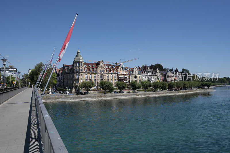 Alte Rheinbrücke in Konstanz on the shore of the Bodensee during summer